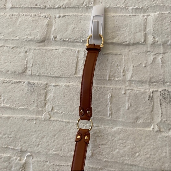 Salvatore Ferragamo || Tan Leather Belt Gold Bridle Horsebit Accents Equestrian - Picture 3 of 9